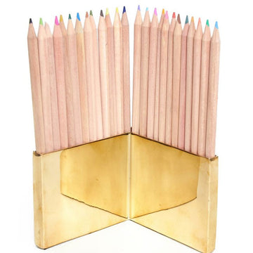Brass colored pencil holder