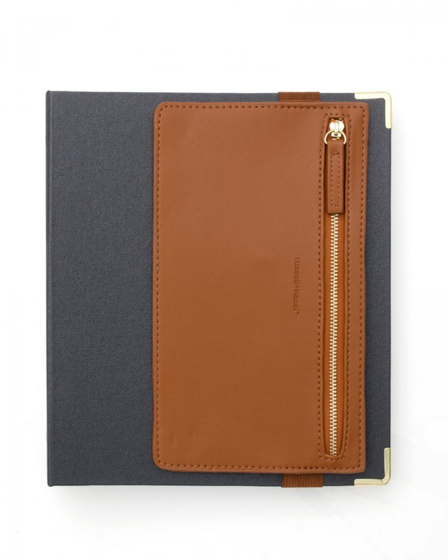Camel vegan leather pencil case