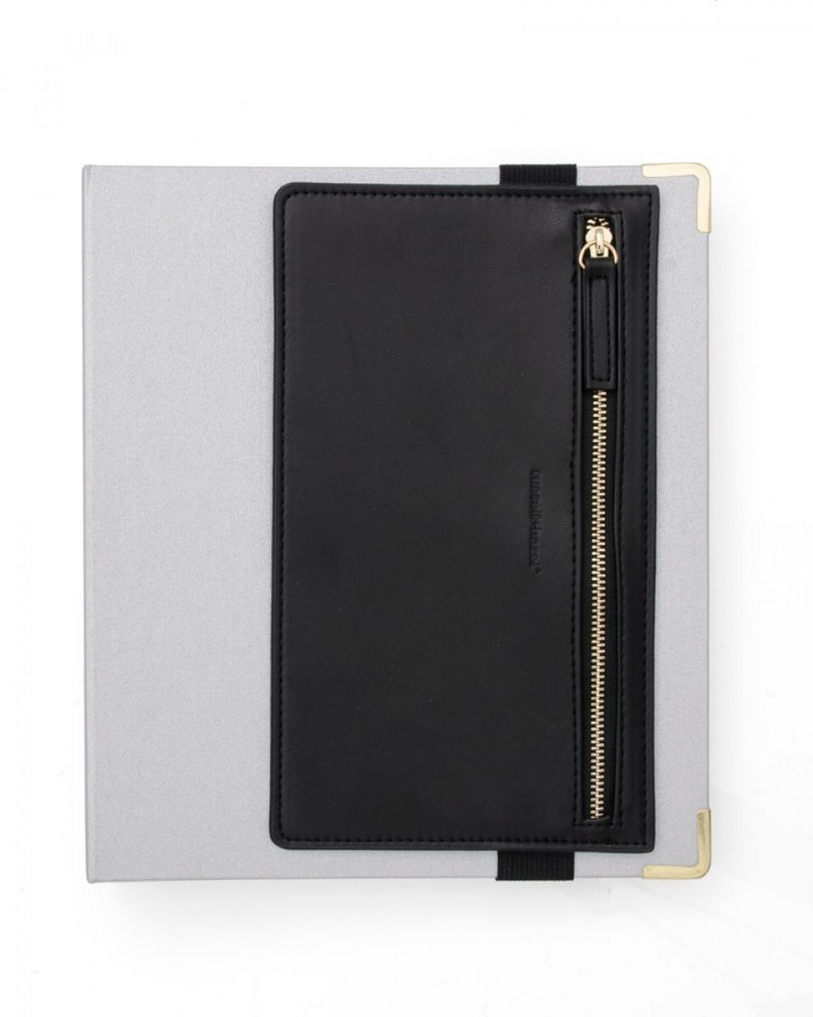 Black vegan leather pencil case