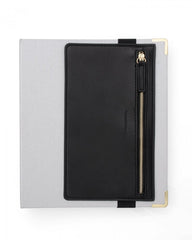 Black vegan leather pencil case