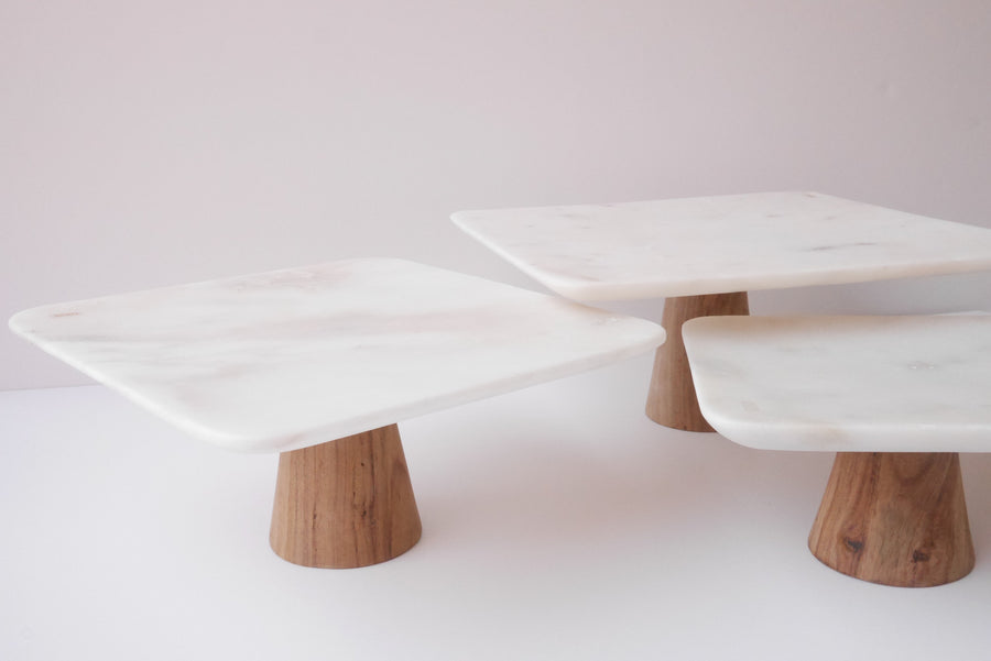 Marble pedestal platter - Small