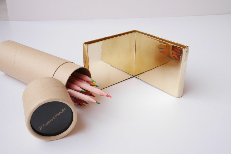 Brass colored pencil holder