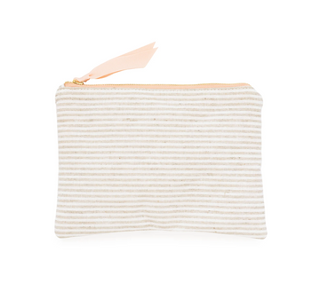 Fabric Pouch, flax stripe linen