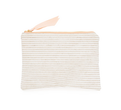 Fabric Pouch, flax stripe linen