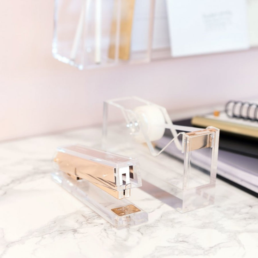 Acrylic and gold tape dispenser