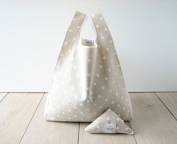 White Polka Dot Shopping Bag