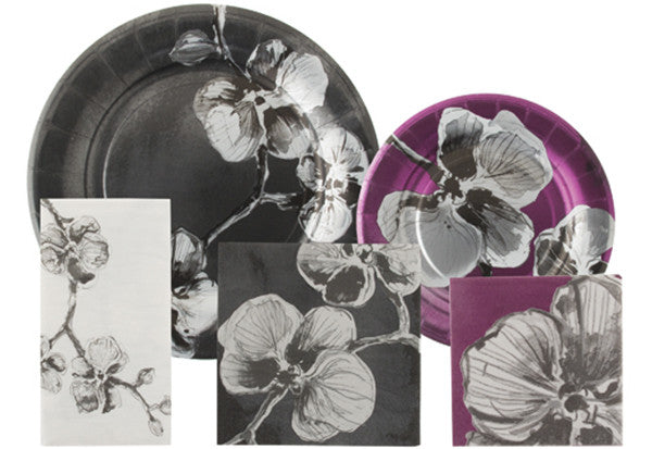 Black Orchid Fine Paper Luncheon Plates